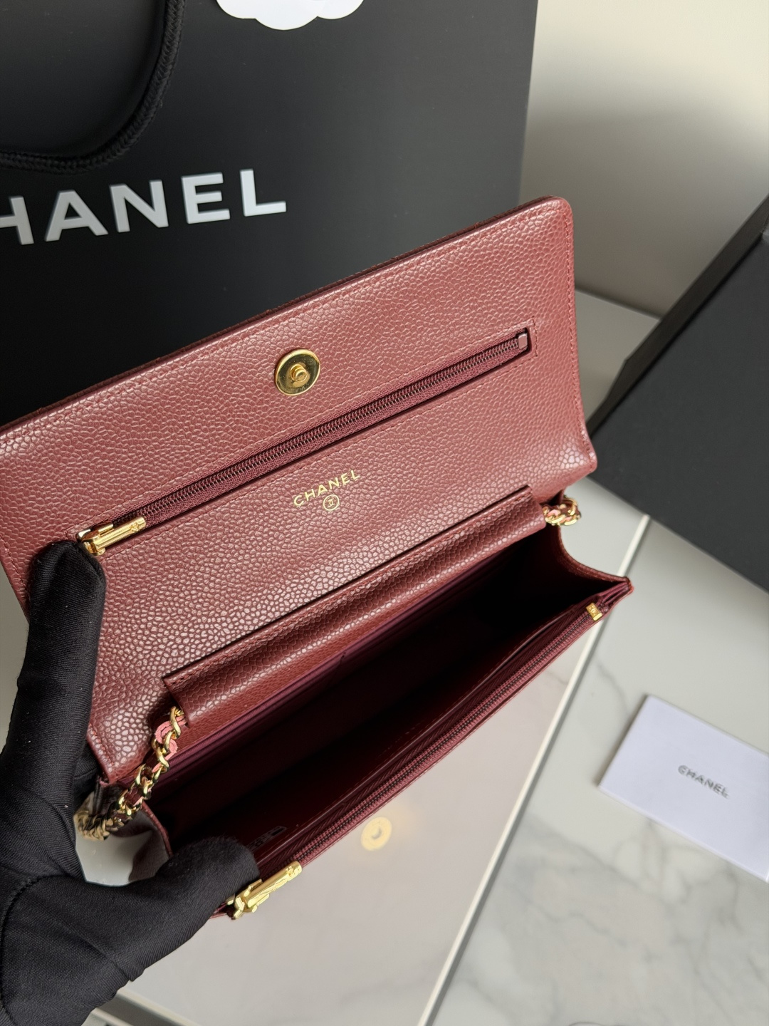 25C/26C Wallet On Chain（Burgundy） - Mocuir