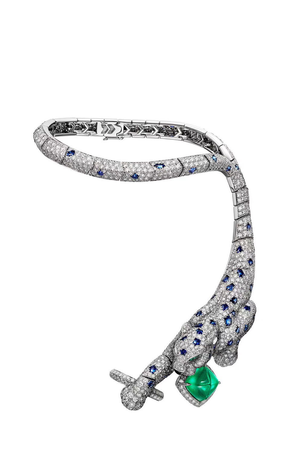 Leopard-Themed Emerald Full Pave Open Bangle