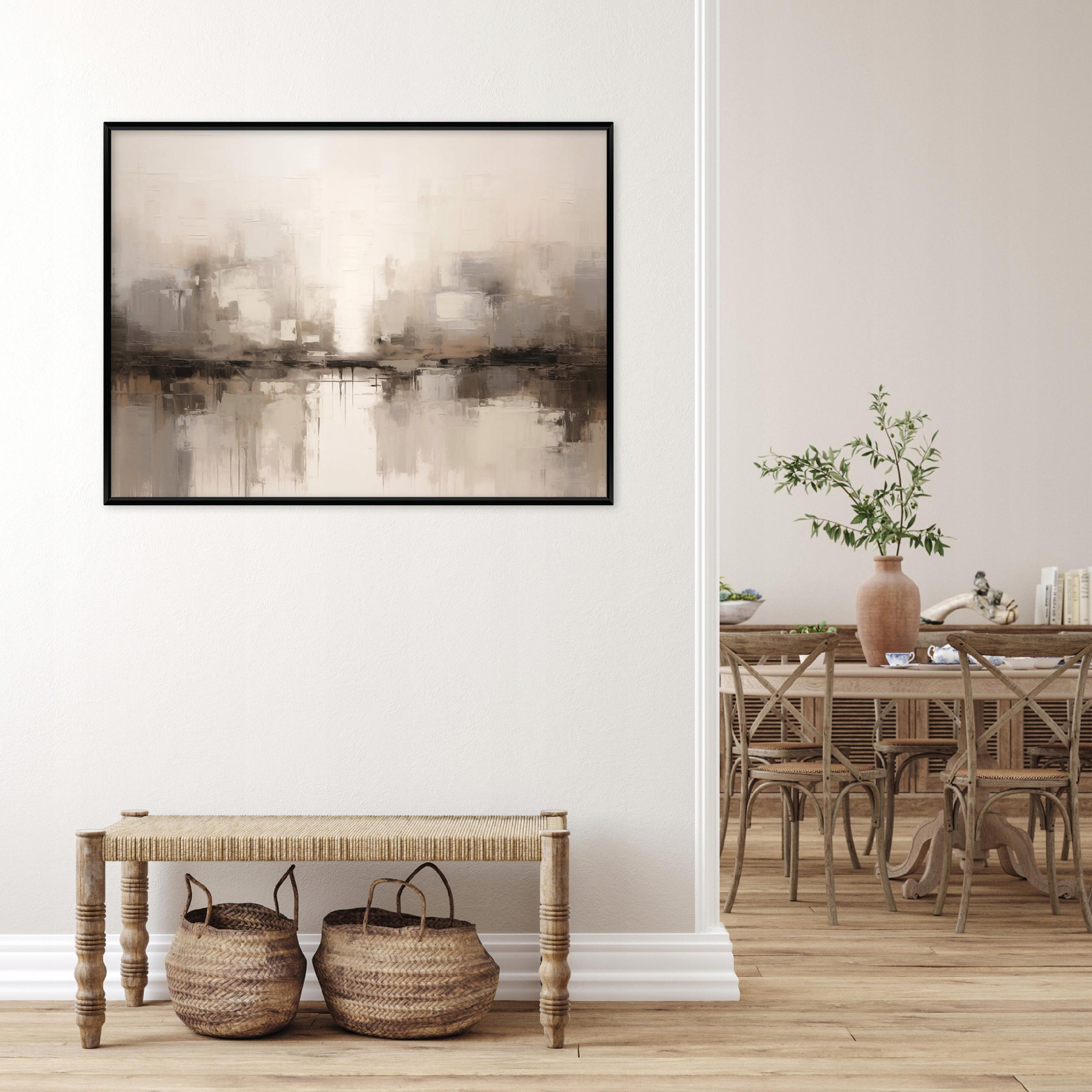 Black framed canvas painting, abstract boho style, living room, bedroom, 60x40