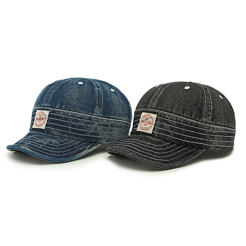 Men's Retro Washed Denim Soft Brim Contrast Stitching Baseball Cap