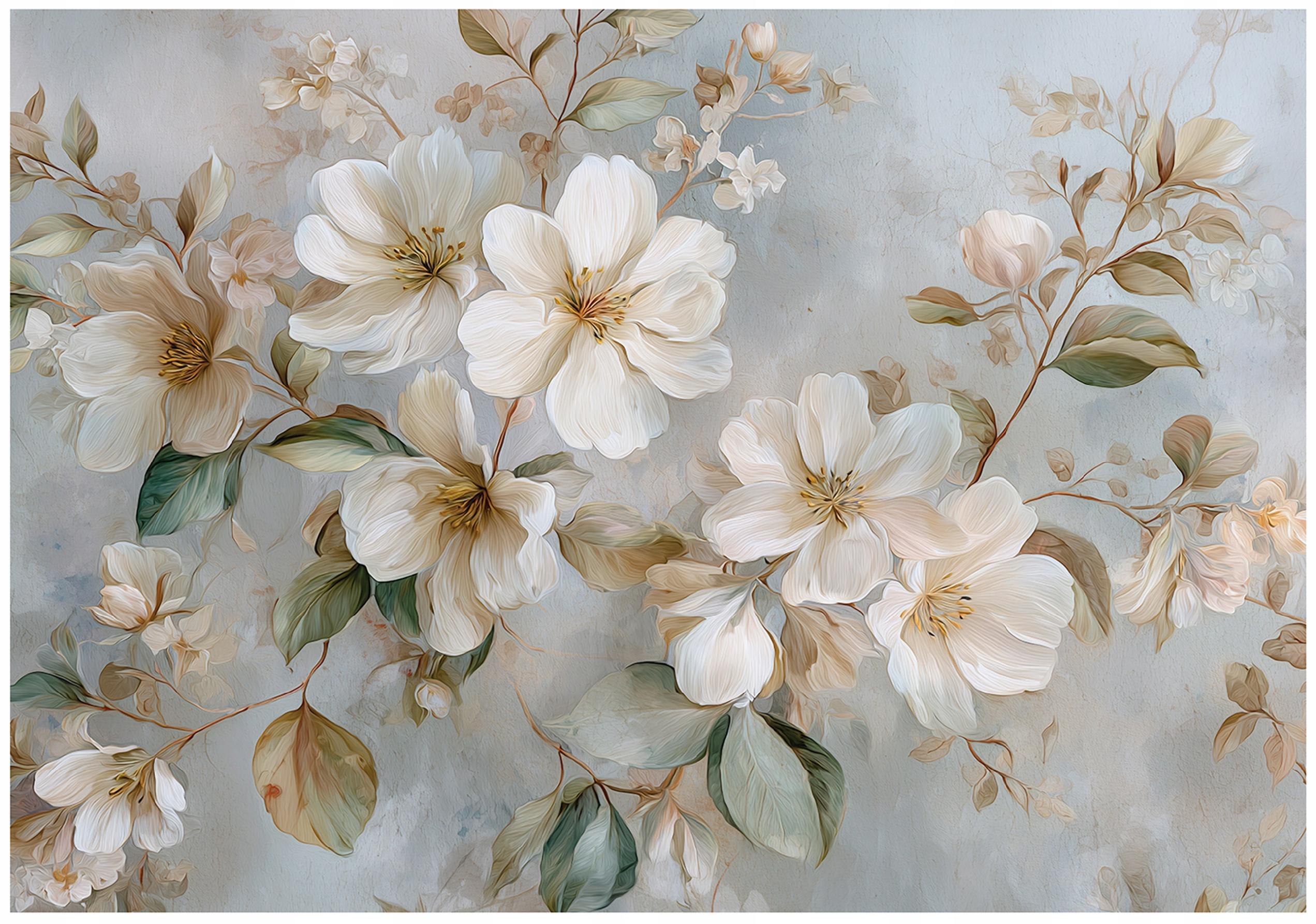 Vintage retro flower wall mural for the bedroom or living room, non-woven wallpaper