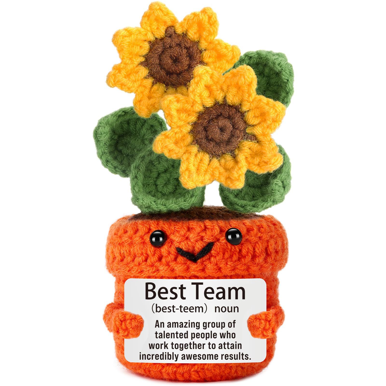 Wool knitted sunflower doll gift