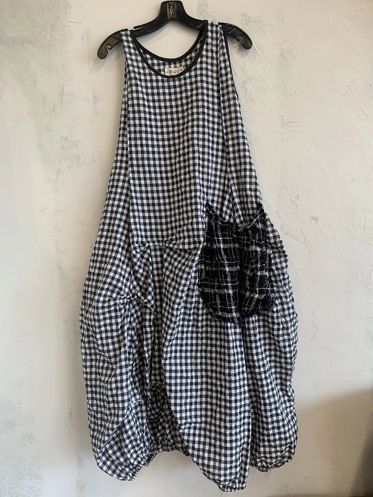 Plus Size Checkered Women Summer MIdi Dresses With Pockets