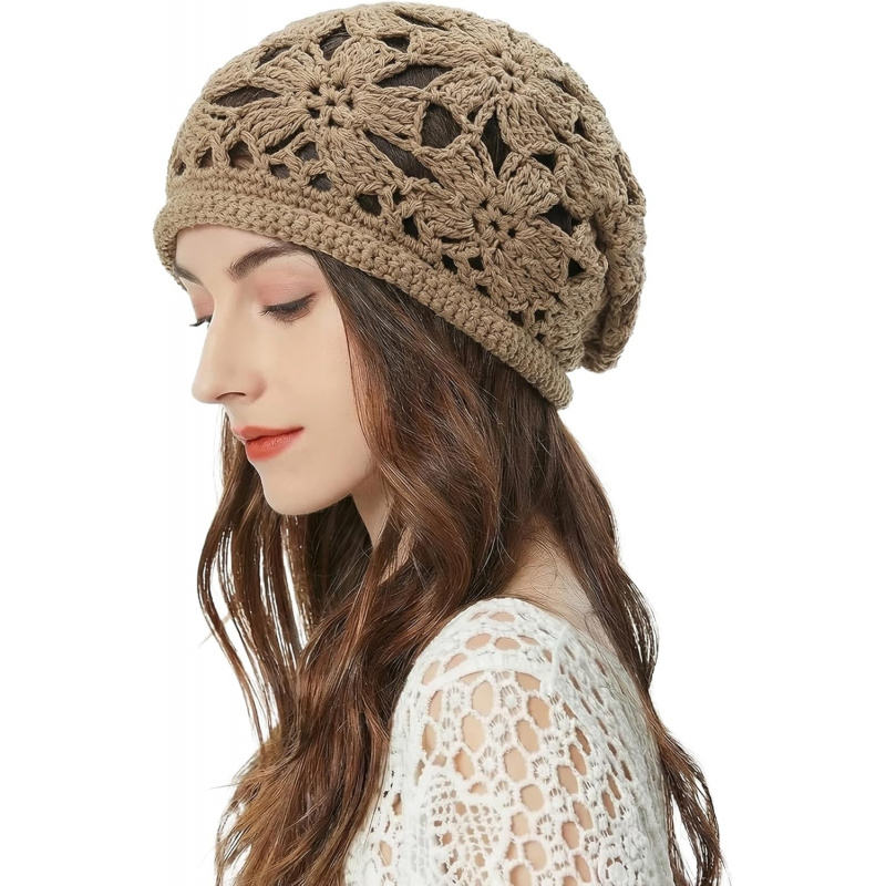 Women's Cotton Crochet Slouchy Beanie Hat