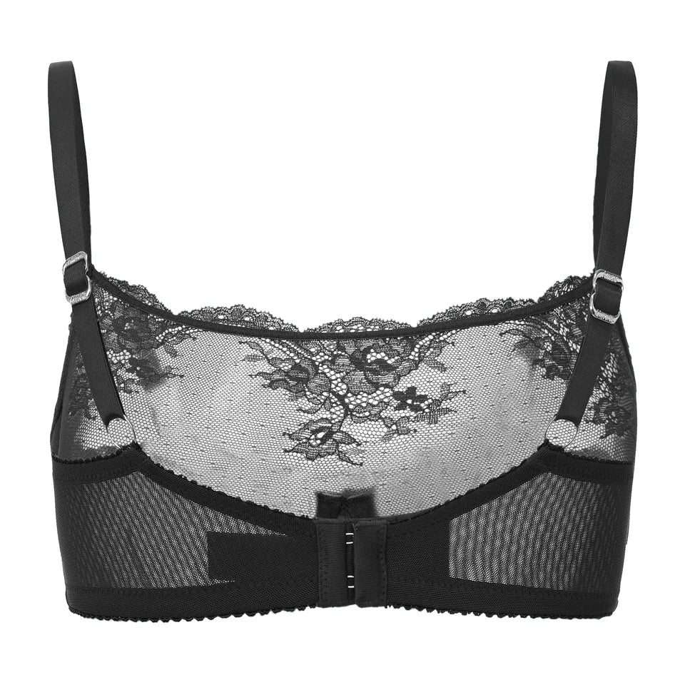 Amour d'Agnette Kim High Neck Sheer Lace Underwire Bra