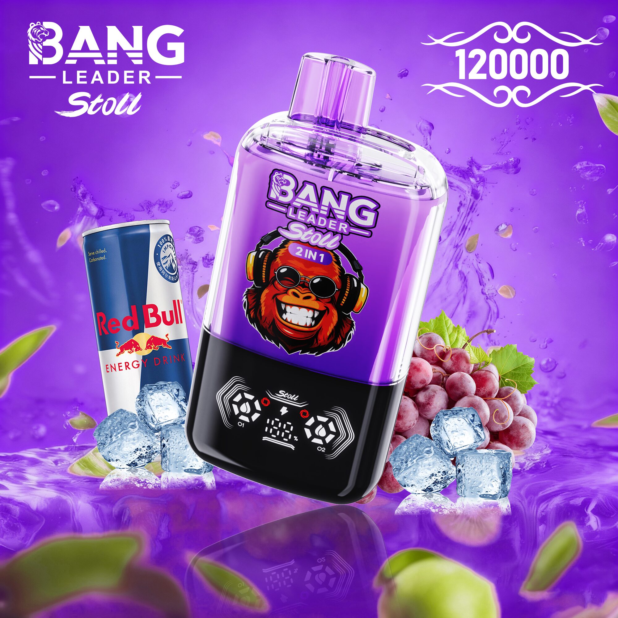 【New Arrive】Bang Leader Stoll 120K 120000 Puffs Double Taste&Anti-Leak Design LED Display Disposable Vape