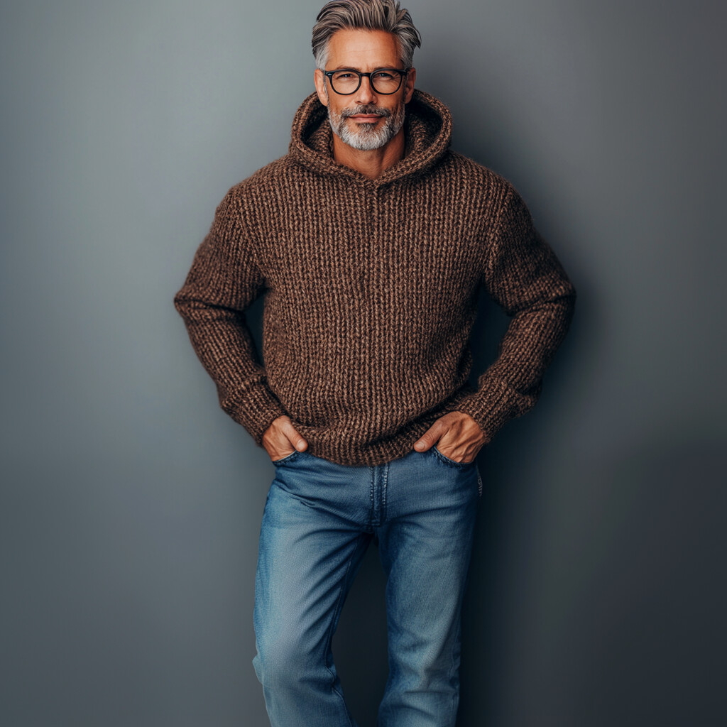 Men's Casual Knitted Long Sleeve Hoodie