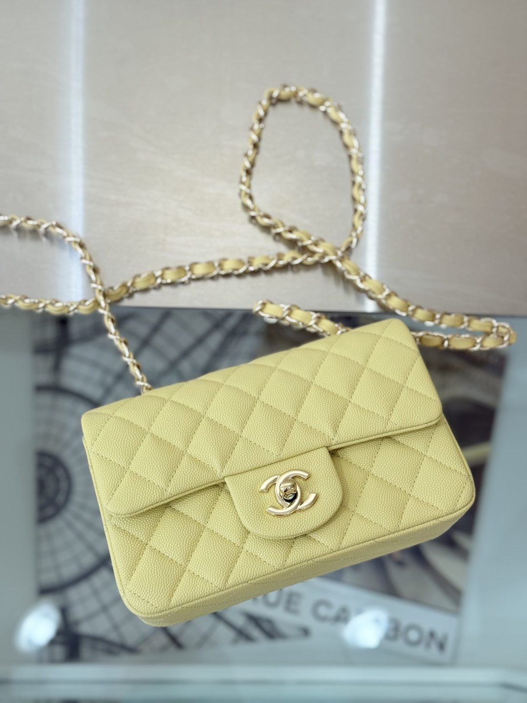 Mini Classic Flap Handbag（Creamy Yellow） - Mocuir