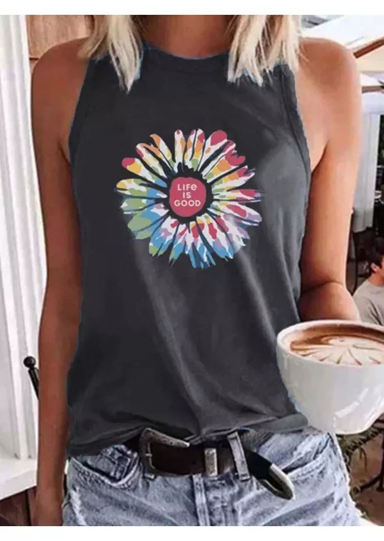 Life Is Good Floral Tank - Blue