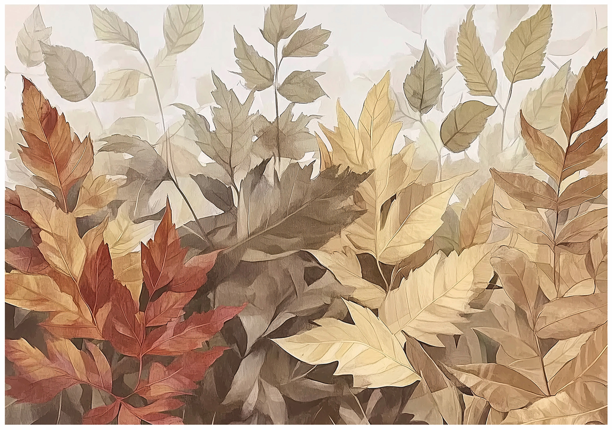Autumn leaves wall mural, brown, bedroom, living room, non-woven wallpaper,