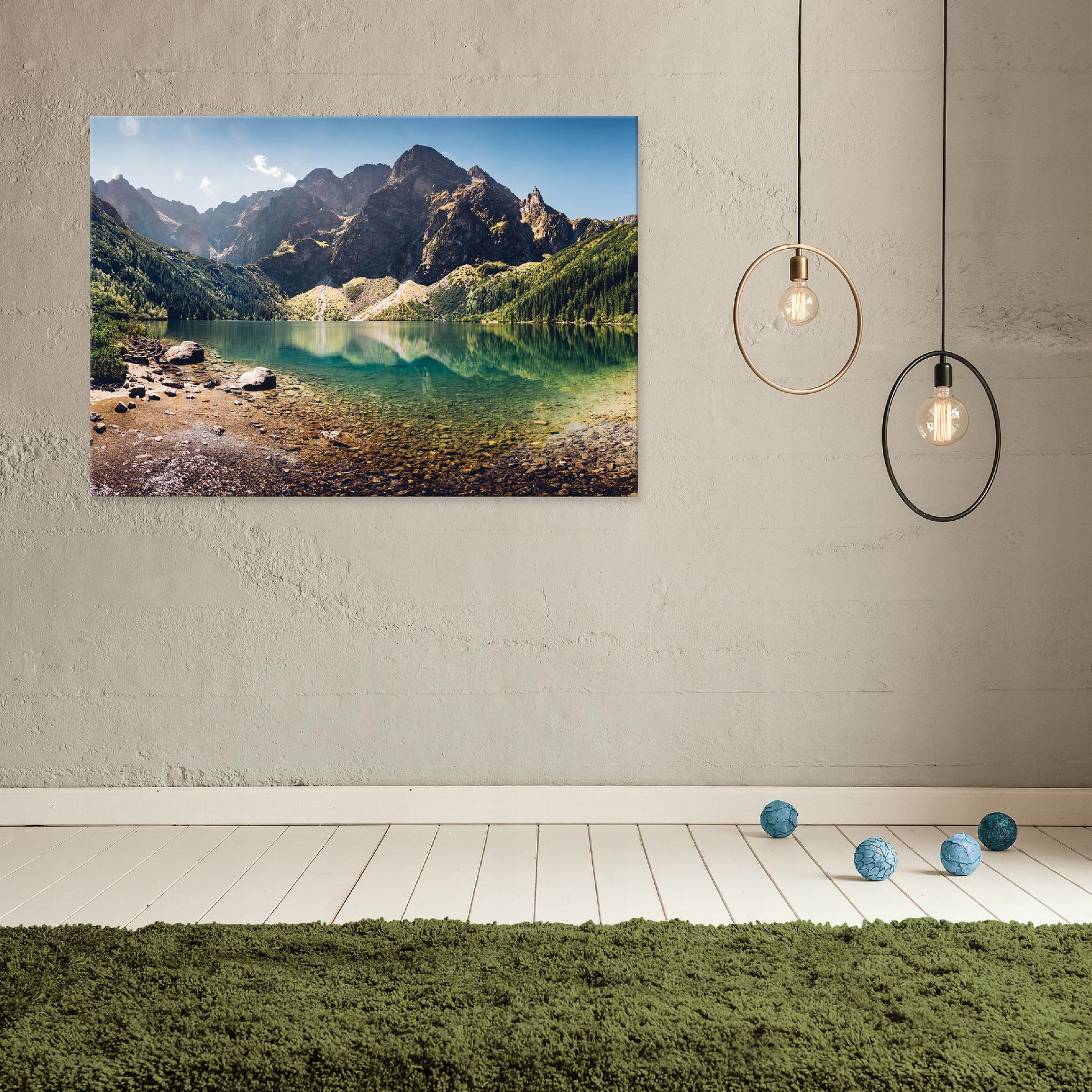 Painting of mountains, landscape, lake on canvas, 60x40