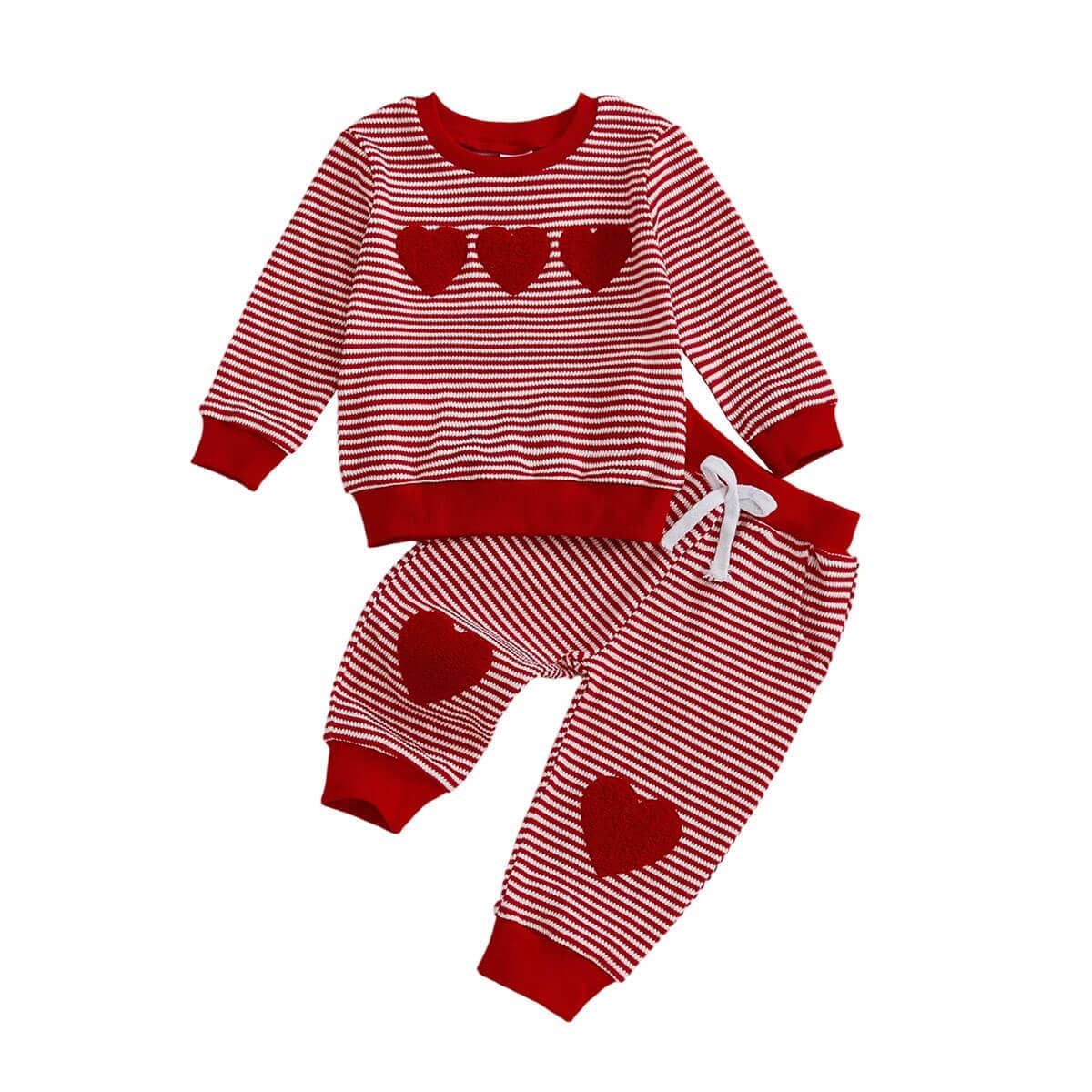 Long Sleeve Striped Heart Toddler Set