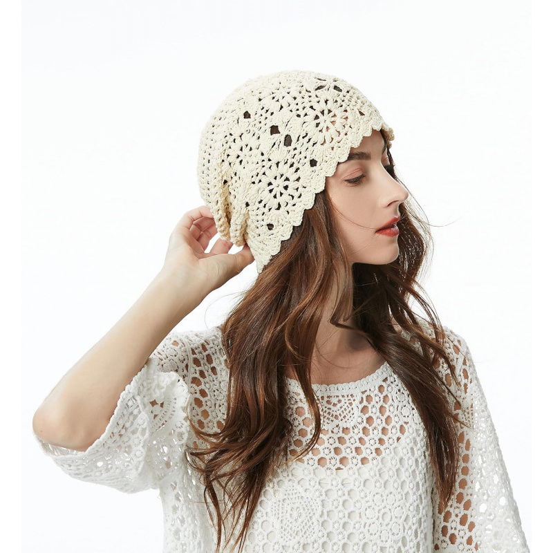 Women's Cotton Crochet Slouchy Beanie Hat