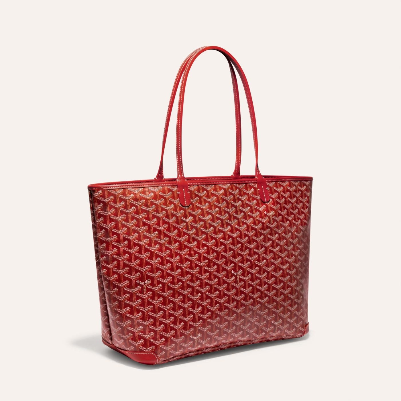 Artois Tote MM Red Goyardine Canvas & Chevroches Calfskin Palladium Hardware