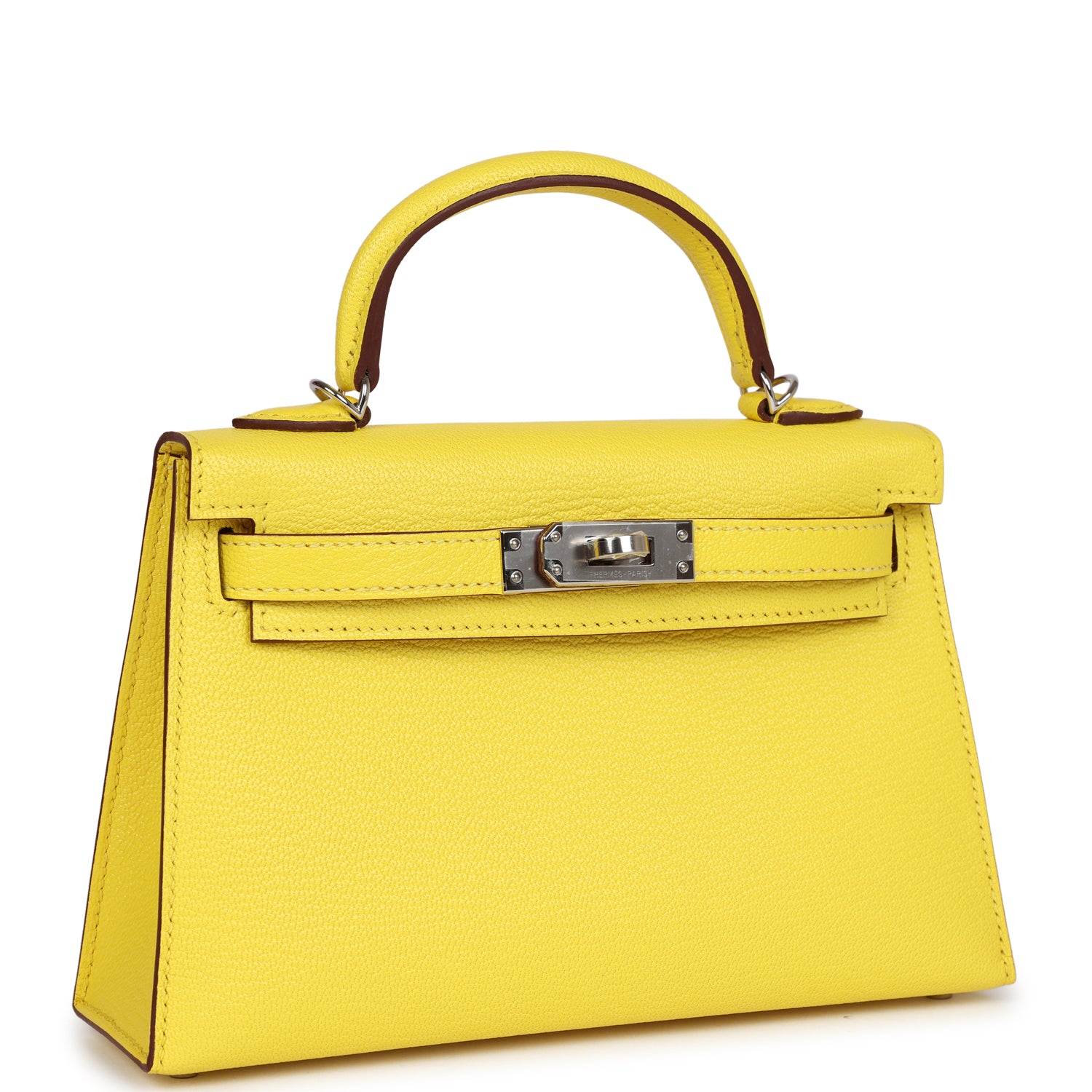 Kelly Sellier 20 Jaune Citron Chevre Palladium Hardware