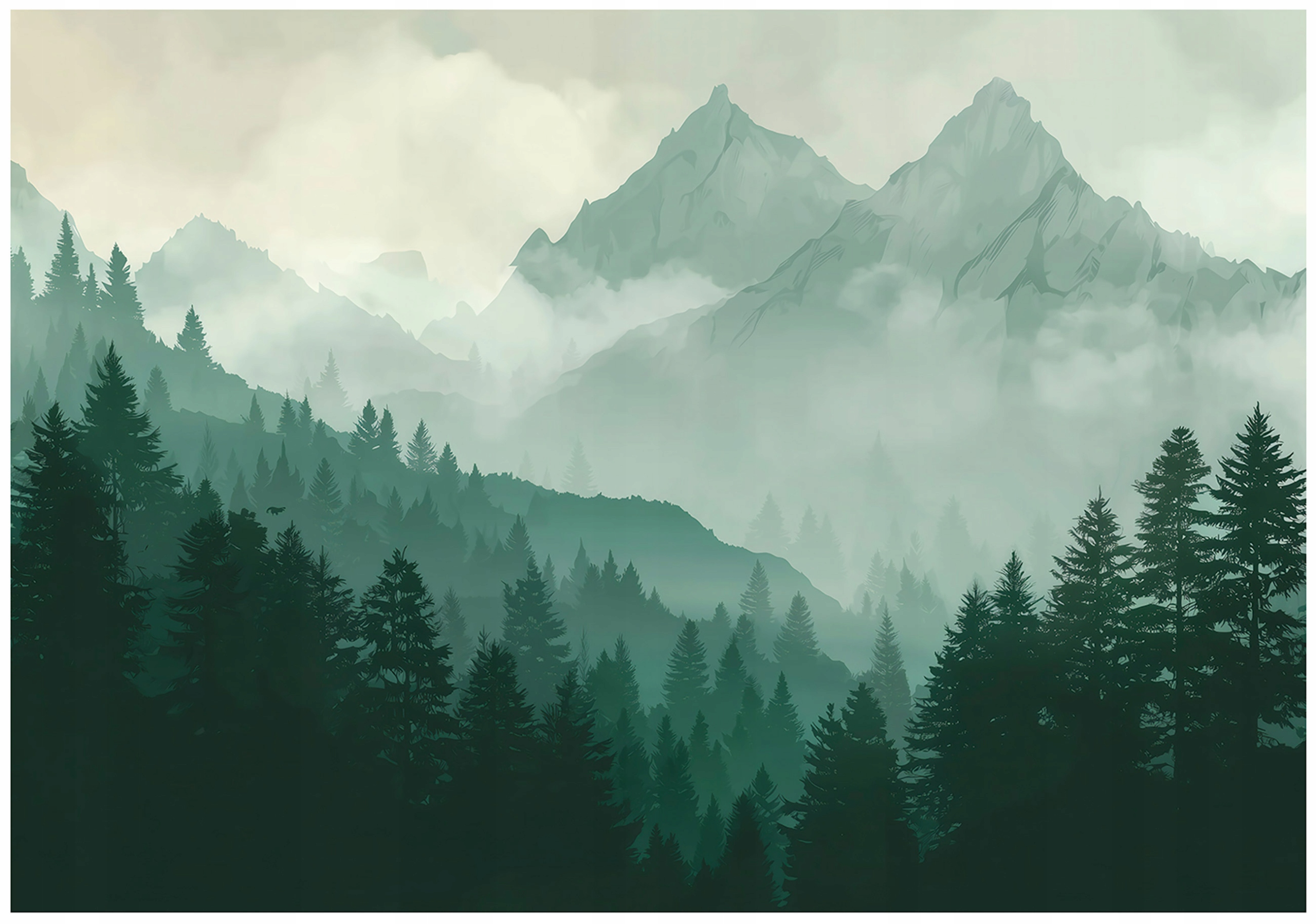 Wall mural forest mountains nature landscape bedroom living room wallpaper non-woven