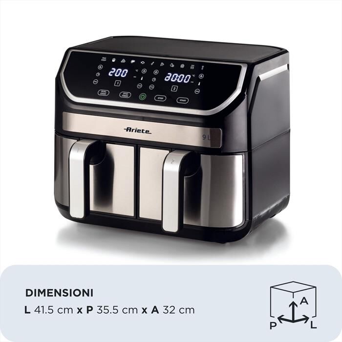 ARIETE - Friggitrice ad aria 4625-Nero, Argento