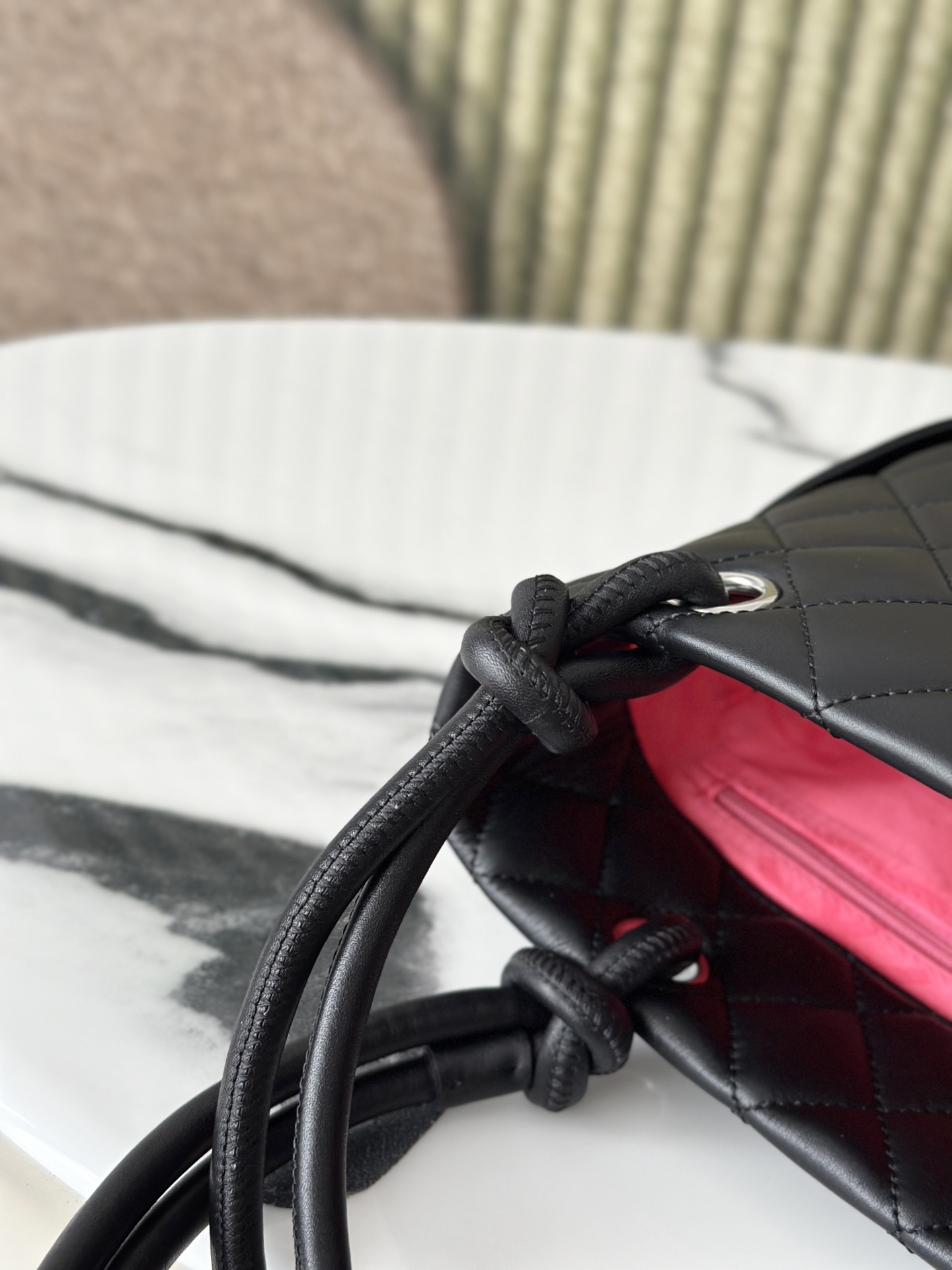 Black Quilted Cambon Mini Tote Bag with Patent CC Logo - Mocuir