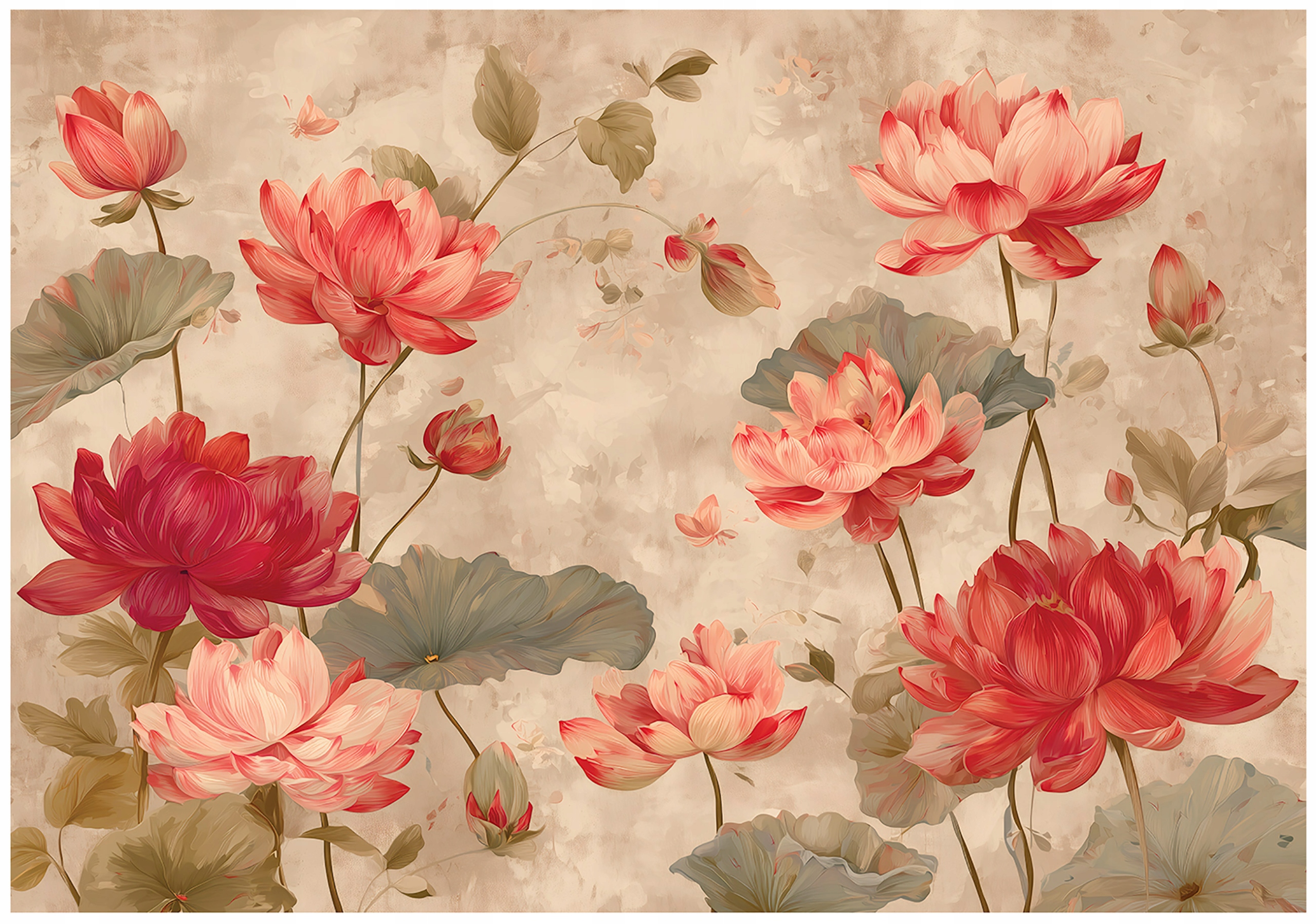 Vintage wildflower wall mural for bedroom or living room, non-woven wallpaper,