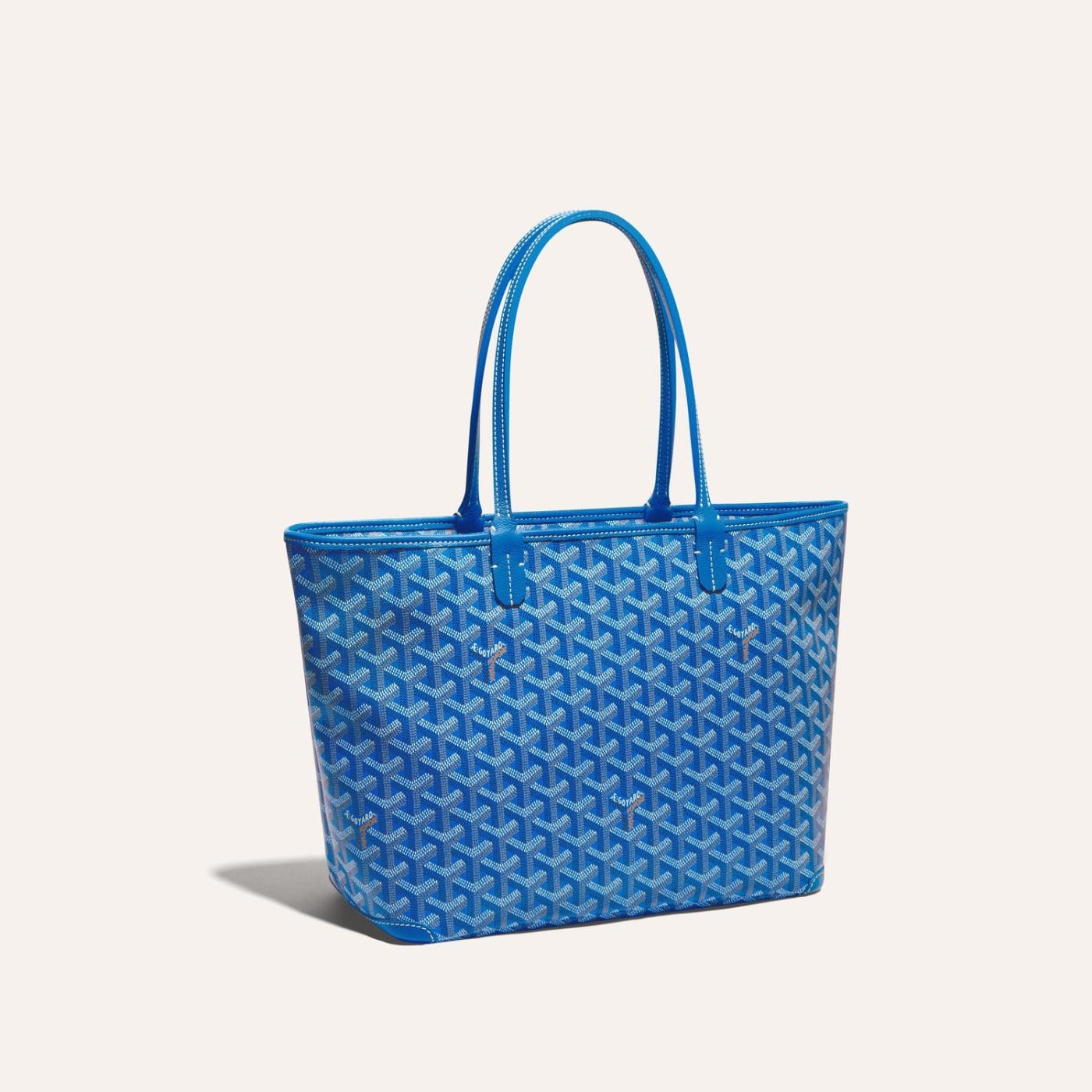 Goyardine Artois Tote PM Sky Blue Canvas & Chevroches Calfskin Palladium Hardware
