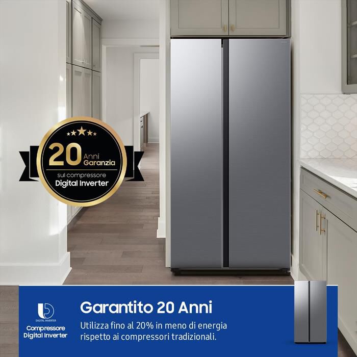 SAMSUNG - Frigorifero side by side RS70F65QDTEF Classe D-Metal Inox