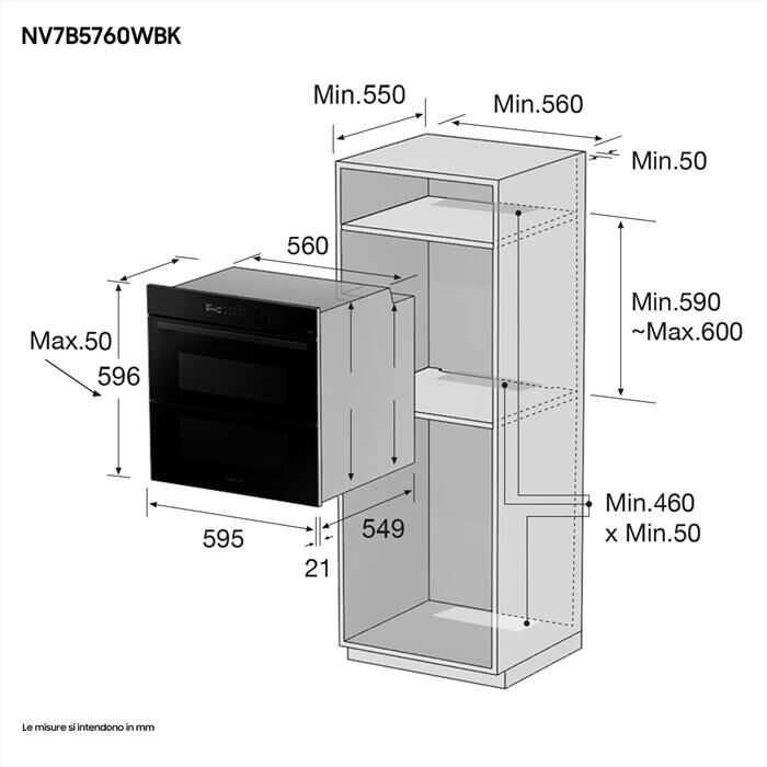 SAMSUNG - Forno incasso elettrico NV7B5760WBK/U5 Classe A+-VETRO NERO