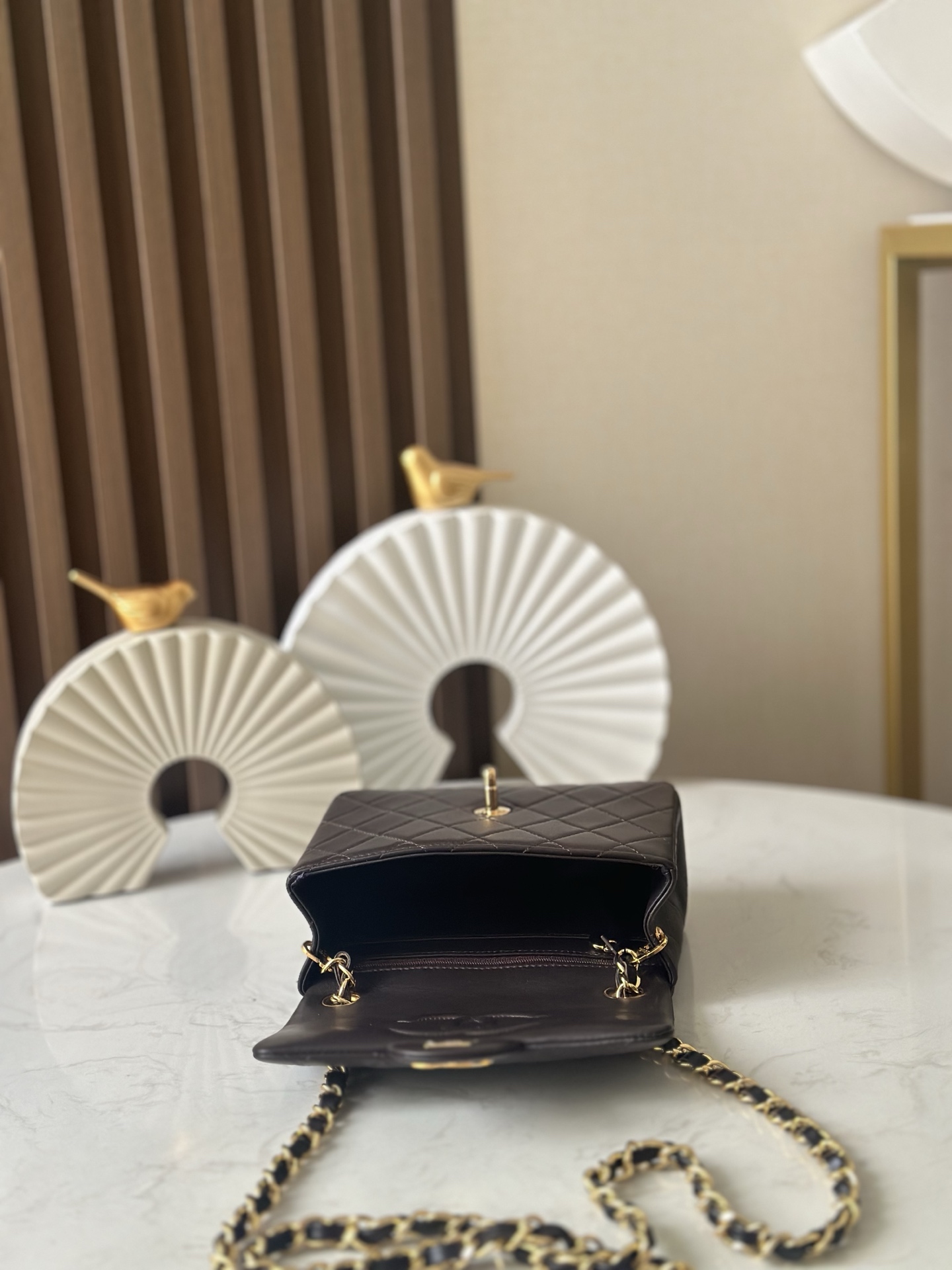 Mini Classic Flap in Dark Brown Quilted Lambskin with Gold-Tone Hardware - Mocuir