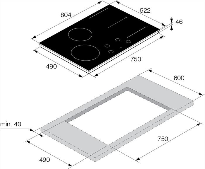 ASKO - Piano cottura induzione HID 824 GC 75 cm-Vetro nero