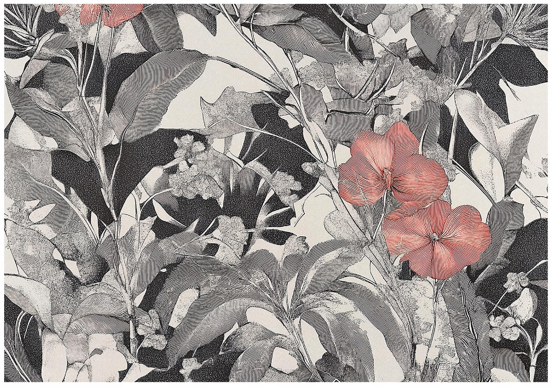 Vintage flowers and leaves wall mural for bedroom or living room, non-woven wallpaper,