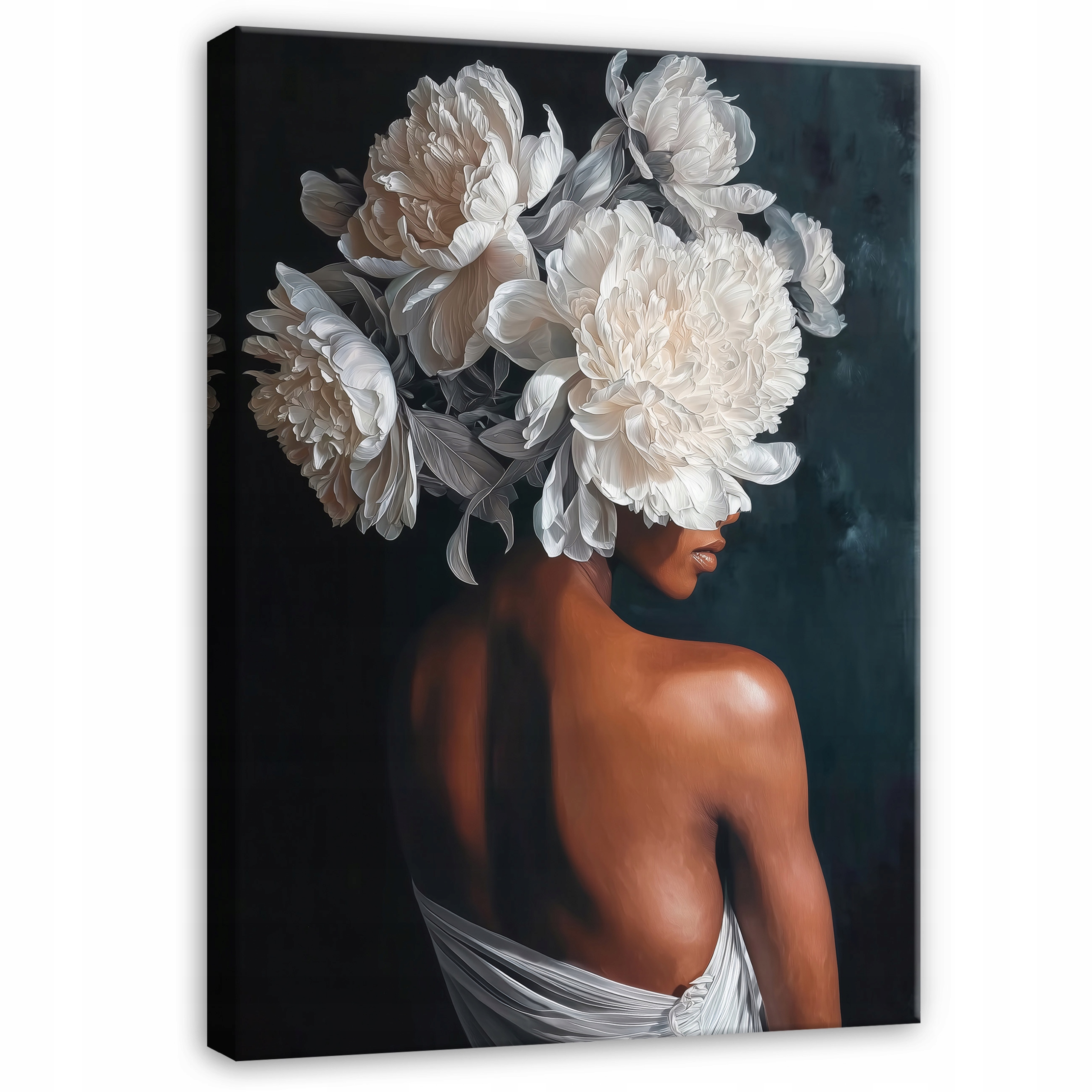 Painting of a woman with white flowers, abstract, for the bedroom or living room, on canvas, 40x30