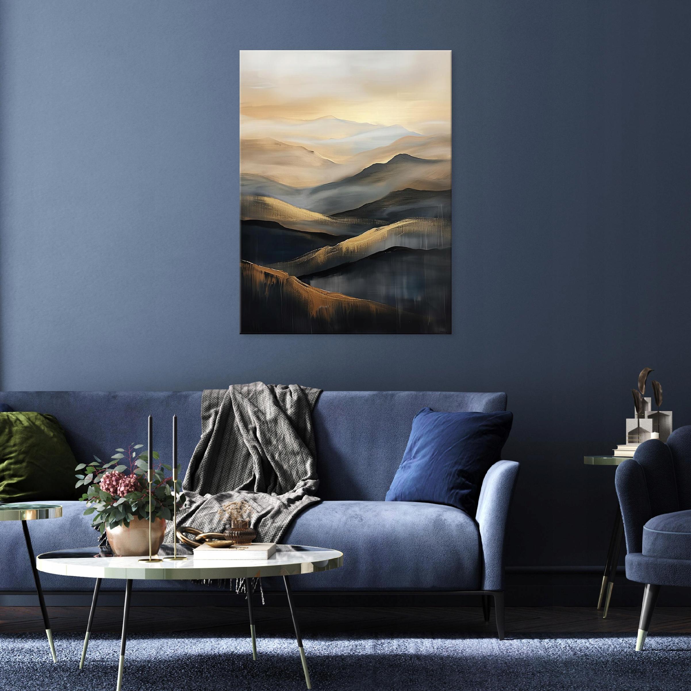 Abstract painting, gold and black on canvas, wall art for bedroom or living room, 40x30