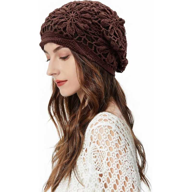 Women's Cotton Crochet Slouchy Beanie Hat