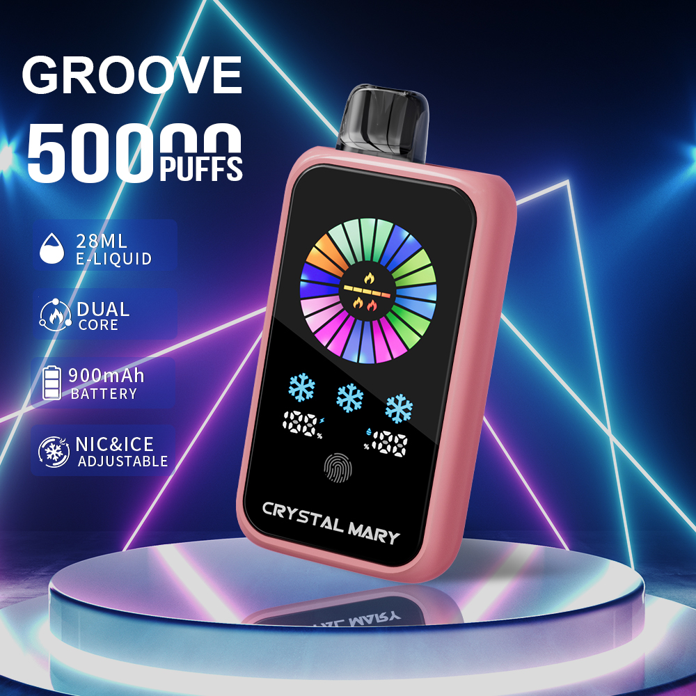 （3 pieces）Crystal Groove 50000 50k Puffs Adjustable Nicotine & Ice Control LED Display Disposable Vape EU Warehouse