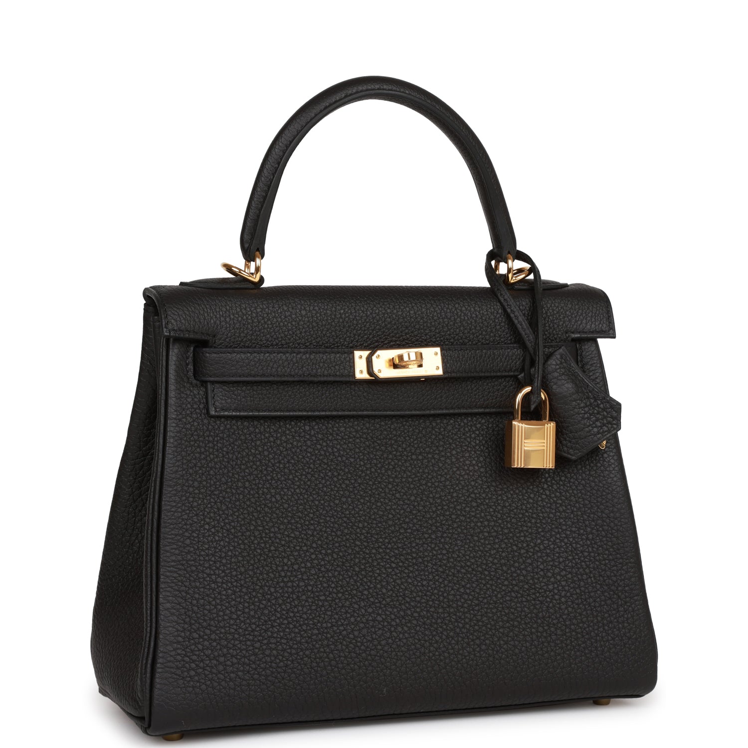 Kelly Retourne 25 Black Togo Gold Hardware