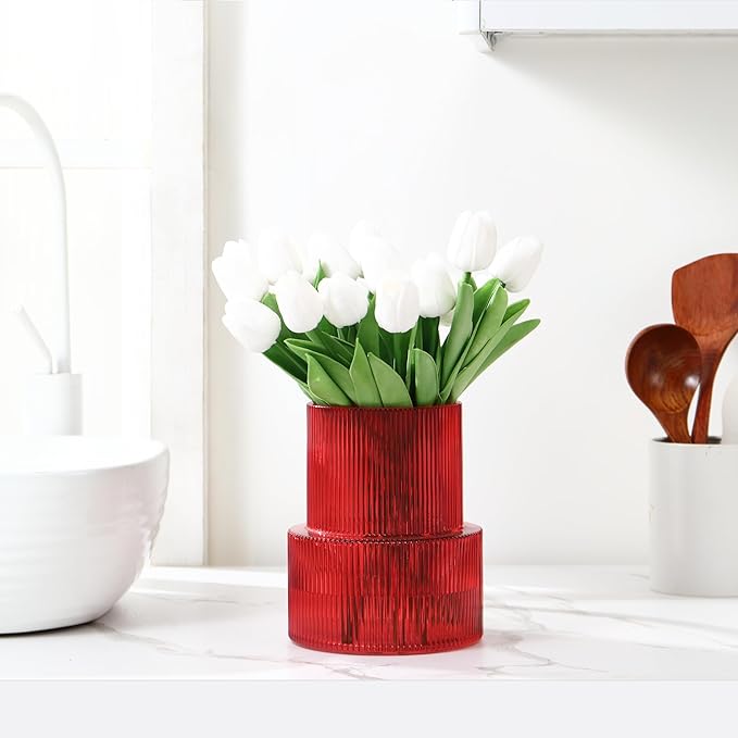 VASEA Large Glass Vase, 12 Inches Tall Vase for Flowers