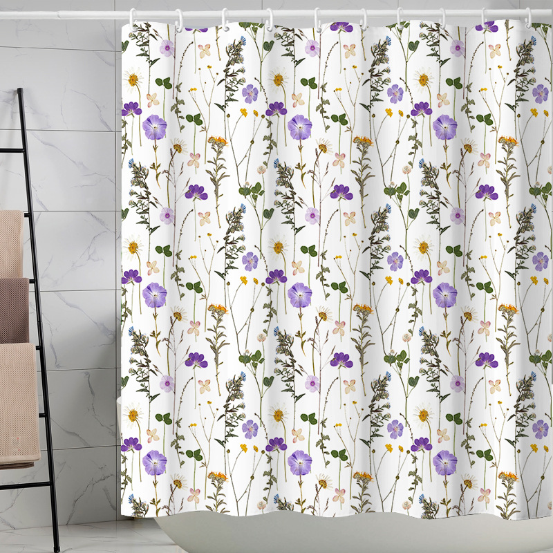 Digital printing watercolor ink flower simple geometric shower curtain waterproof and moisture-proof sanitary interval