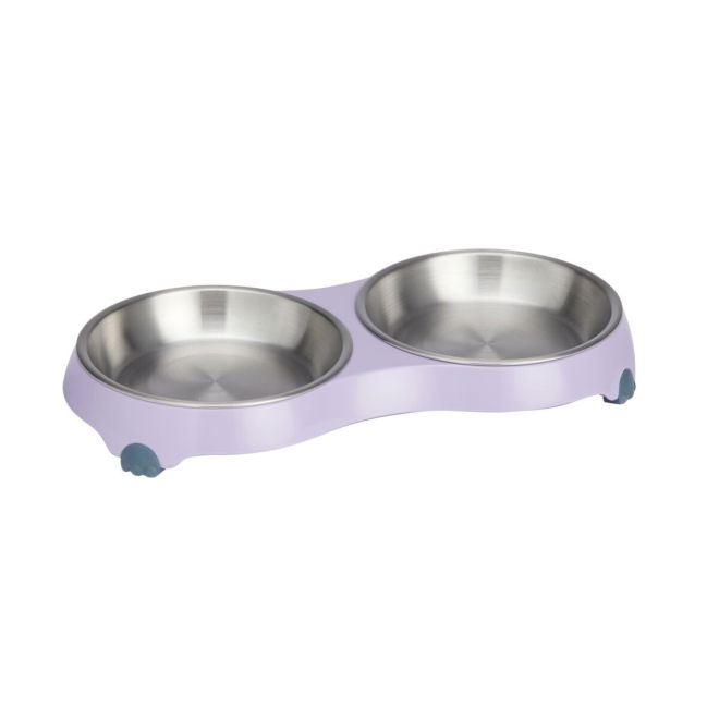 Basic 4-Paw double diner matskål sort S