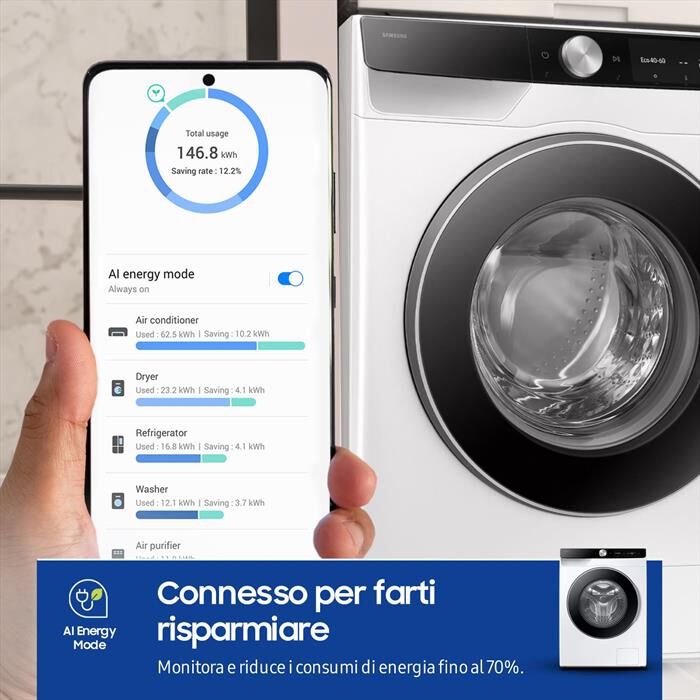 SAMSUNG - Lavatrice WW90DG6U85LKU3 9 Kg Classe A-bianco