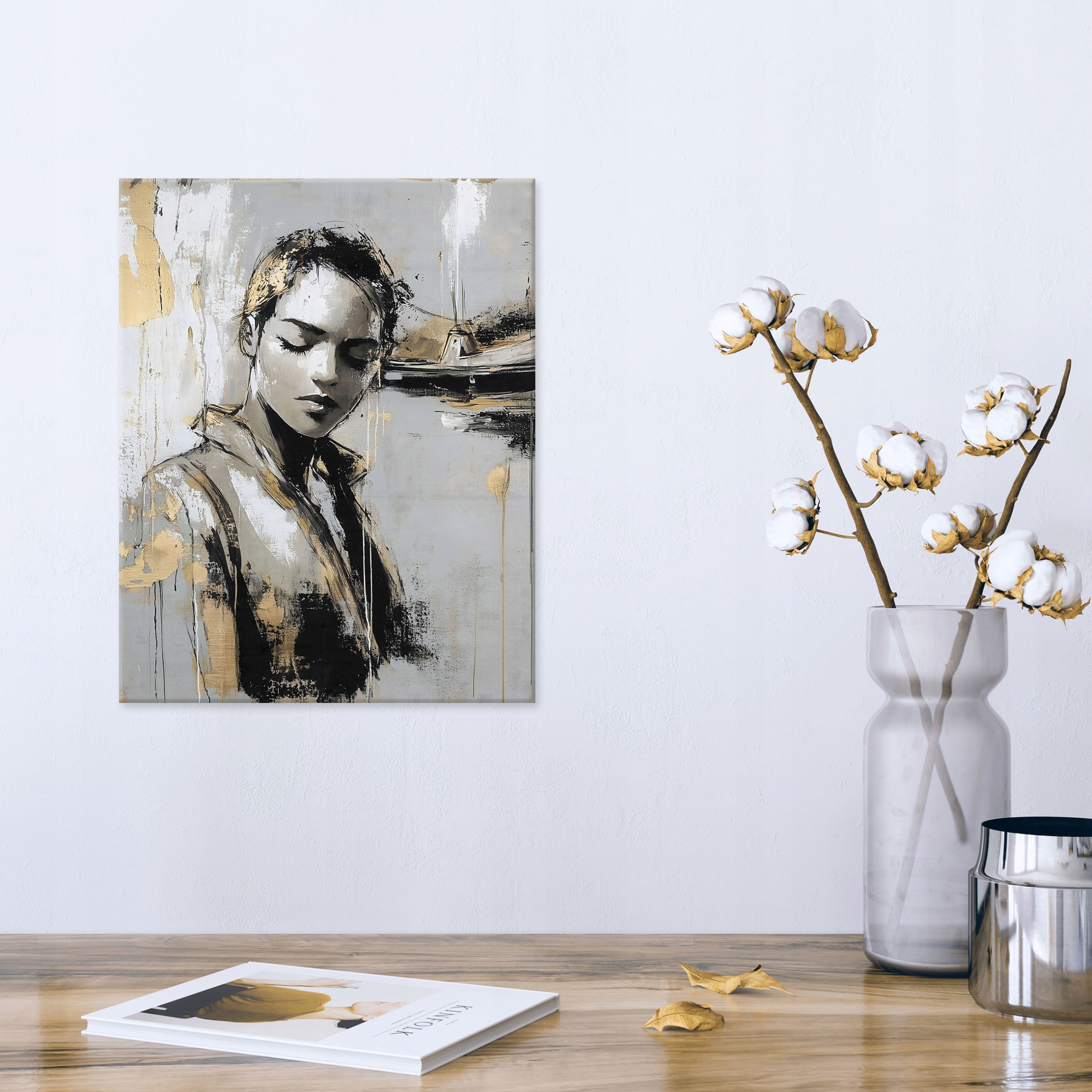 Painting for the living room or bedroom: a glamorous woman's face on canvas, 40x30 inches