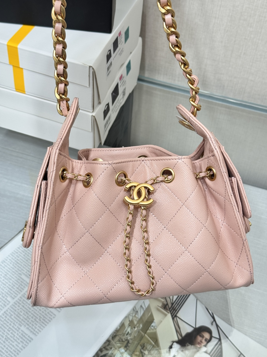 25Bag Mini Drawstring Bag（Pink） - Mocuir