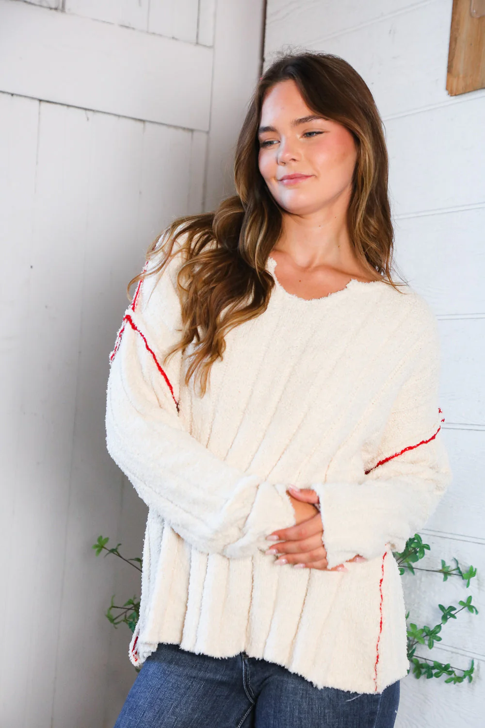Snuggle Me Cream Thick Ribbed Sweater