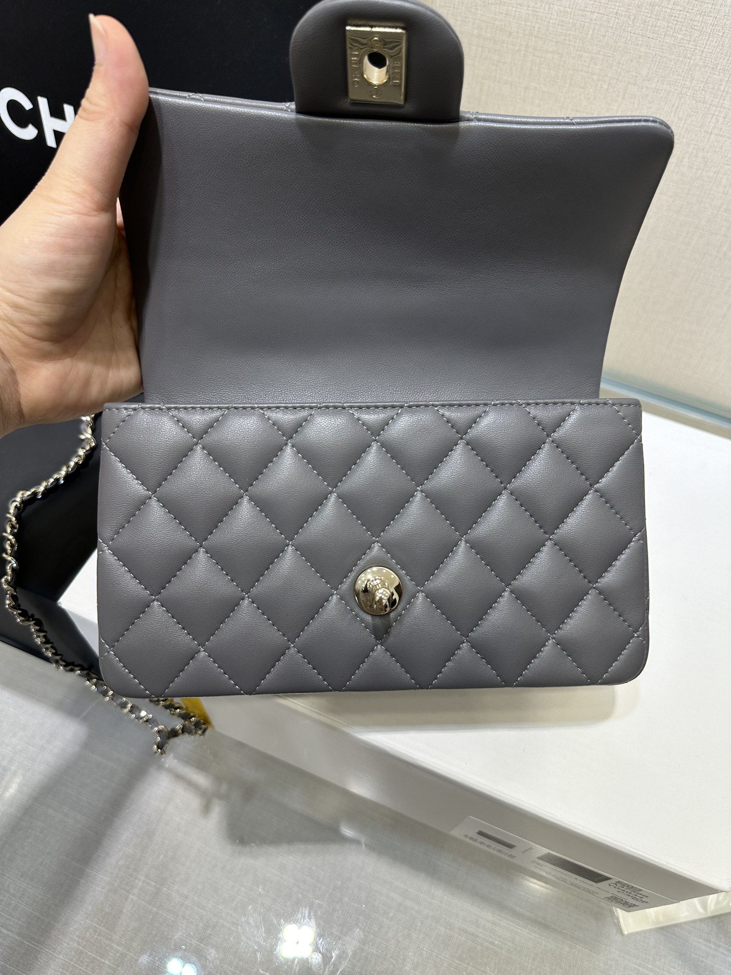 Mini Flap Bag with Top Handle（Gray） - Mocuir