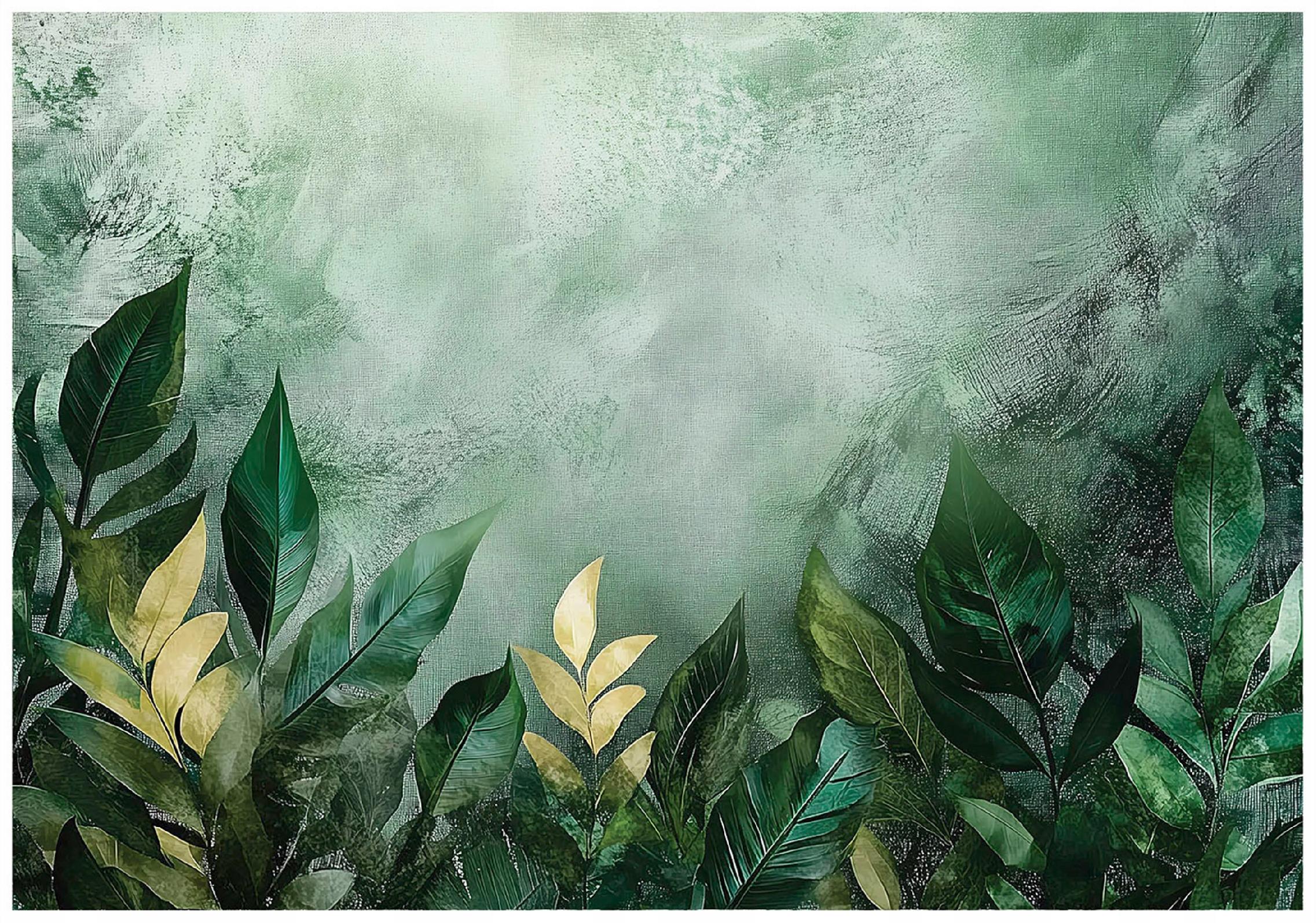 Green leaves nature wall mural bedroom living room wallpaper non-woven