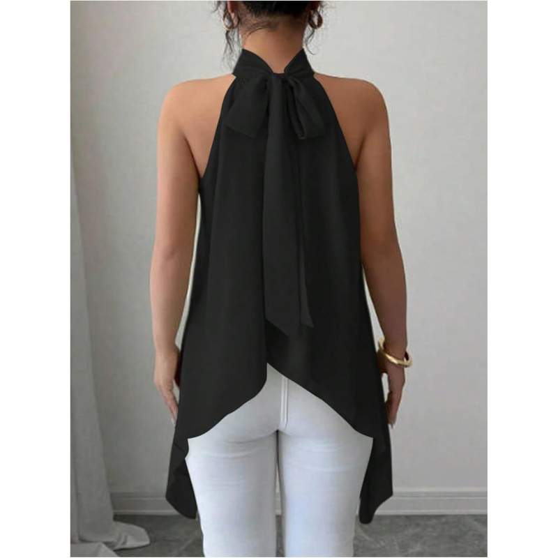 Women's Chiffon Halter Tops Asymmetrical