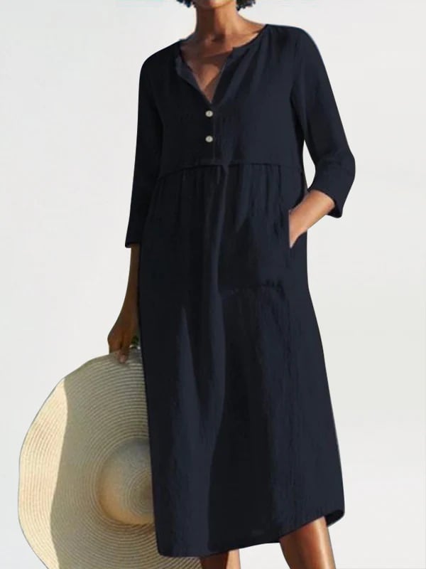 Solid Tunic V-Neckline Shift Dress