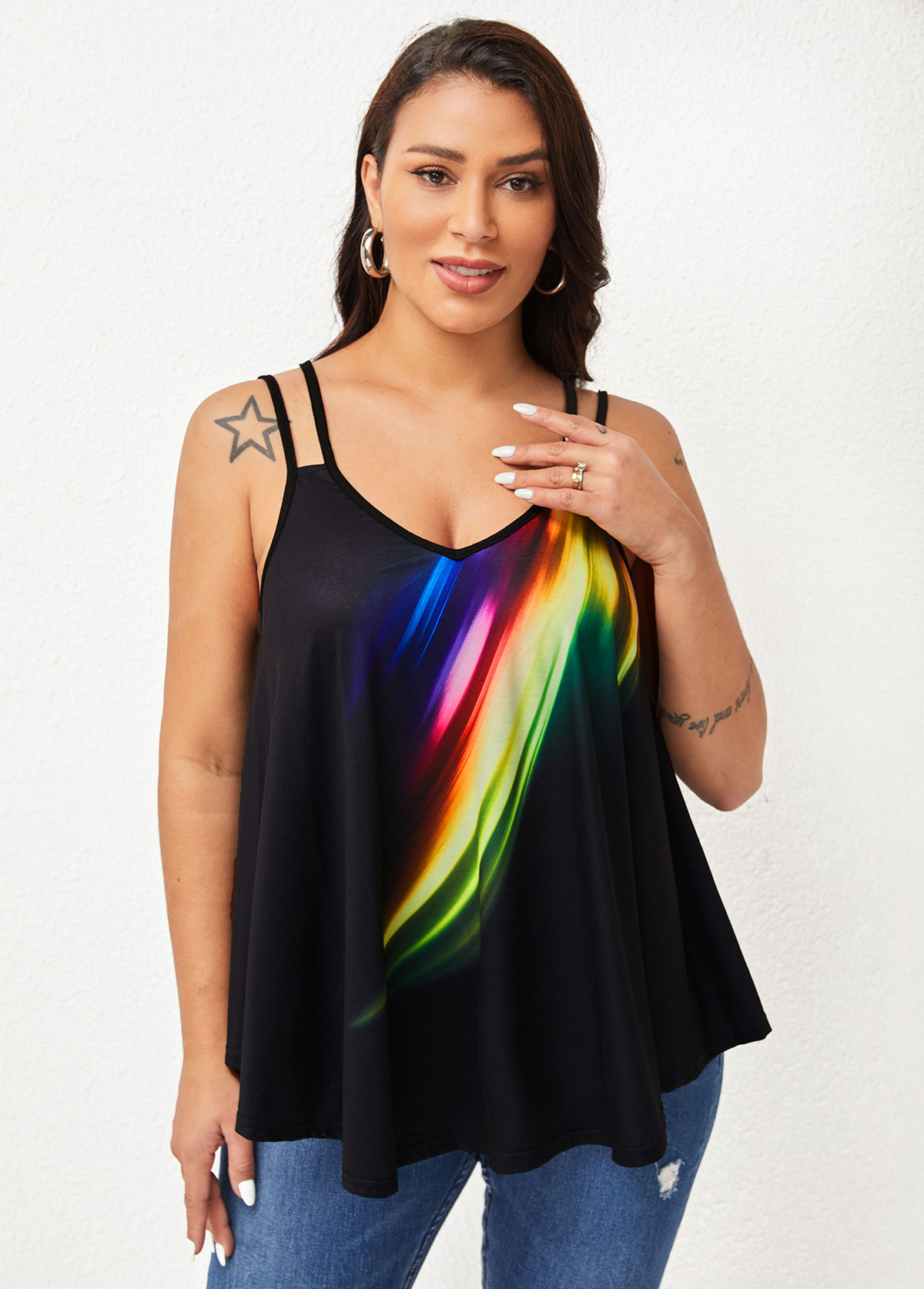 SALE                            Spaghetti Strap Colorful Printed Camisole Top