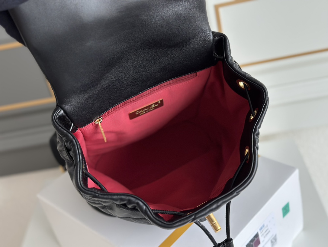 19 Backpack in Black Lambskin with Mixed Gold & Silver Hardware (Model AS4223) - Mocuir