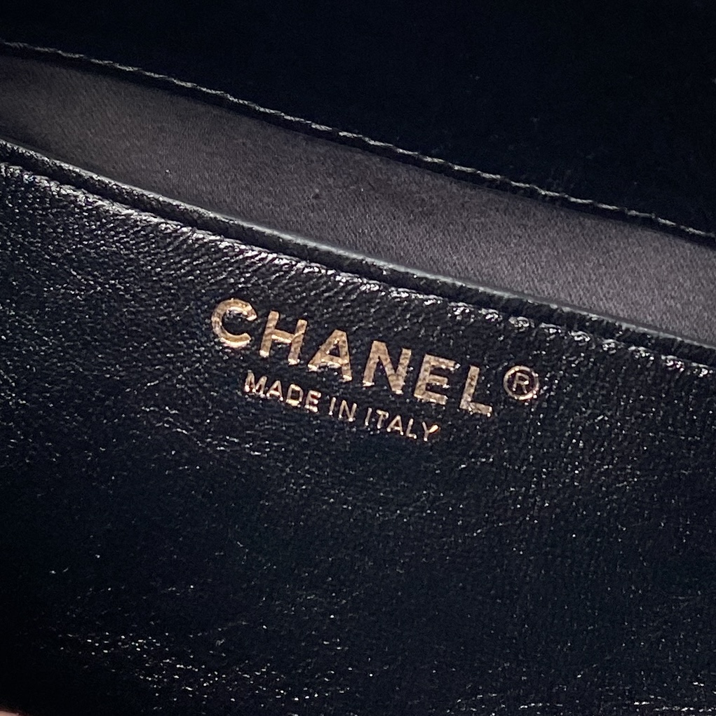 26P Hobo Bag in Black Shiny Lambskin with Light Gold-Tone Hardware - Mocuir