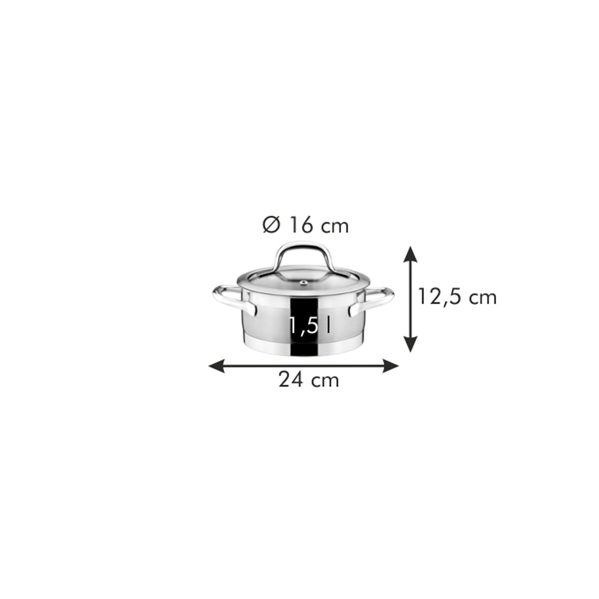 Kastrol PRESIDENT s poklicí ø 16 cm, 1,5 l
