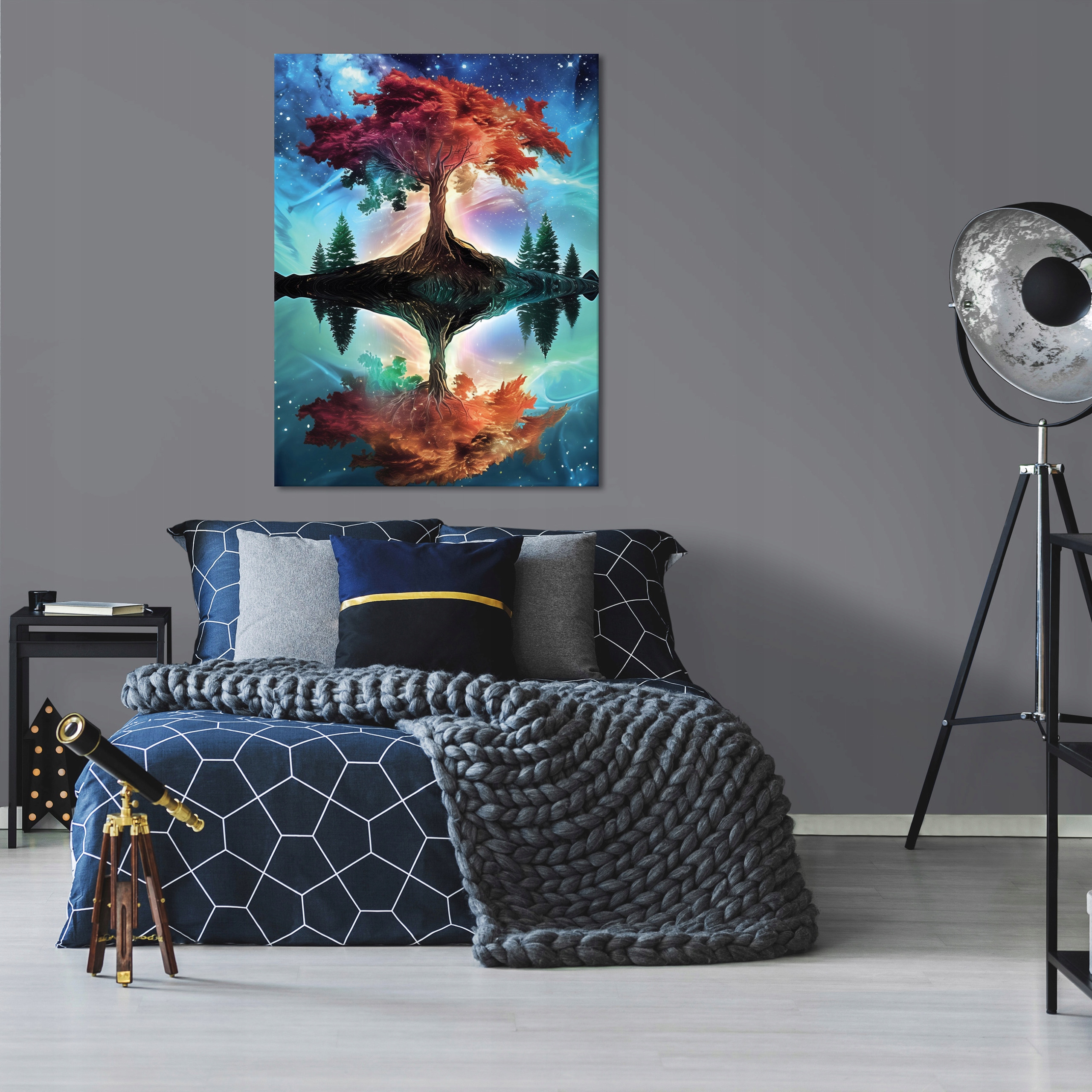 3D abstract modern tree painting on canvas (100x70 cm) for the bedroom or living room